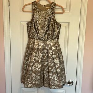 Aidan Mattox gold sequin evening dress fit and flare, size 4